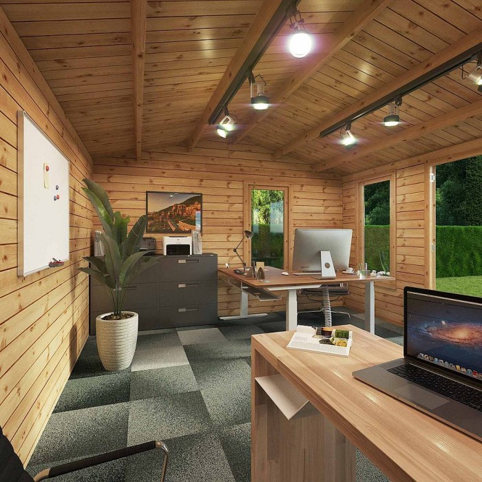 Log Cabin Into A Garden Office, Log Cabin Ceiling Lights