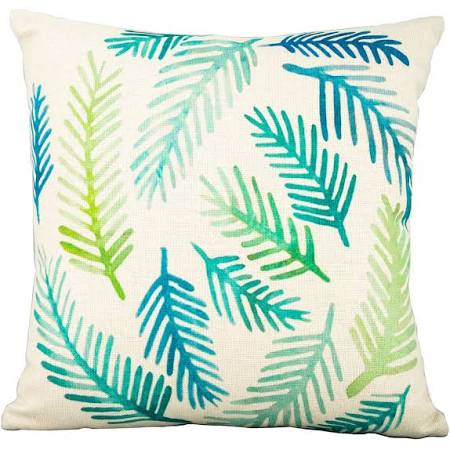 Green Fern Leaf on White Scatter Cushions Set of 2