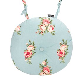 Pair of Blue Flowery Round Seatpads