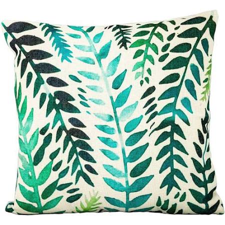 Green Zanzi Leaf on White Scatter Cushions Set of 6