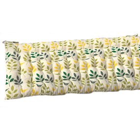 Bird Leaf Green/Yellow/Cream Bench Cushion