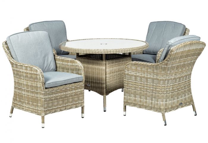 Royalcraft Wentworth Rattan Round, Round 4 Seater Rattan Garden Table And Chairs