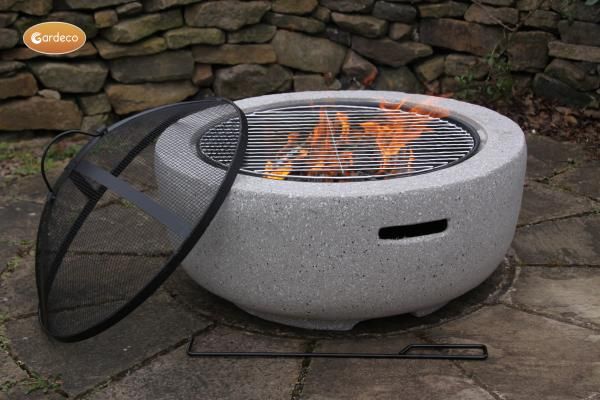 Grey round fire shop pit