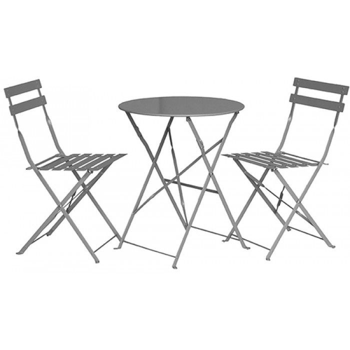 Buy AMIR Royalcraft Padstow Grey Taupe Folding Steel Bistro Set