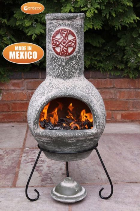 Large Mexican Clay Chiminea Green, Terracotta Fire Pit Bunnings