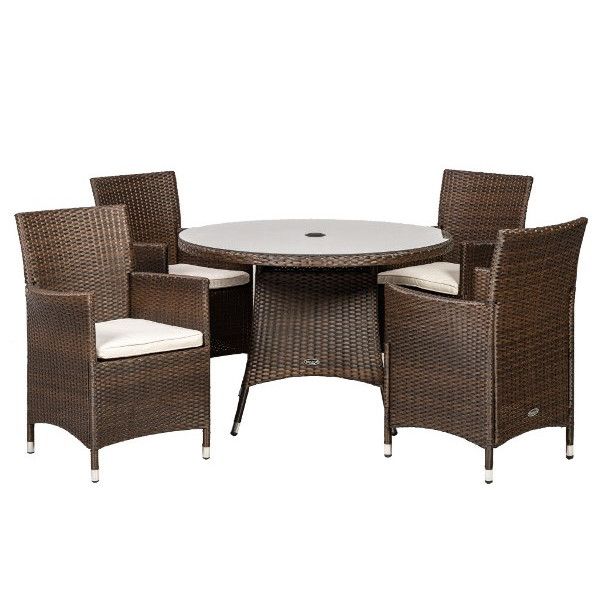 Brown rattan 4 seater on sale dining set