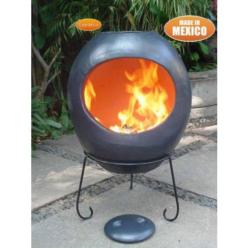 Buy Gardeco Ellipse Extra Large Mexican Clay Chiminea Grey