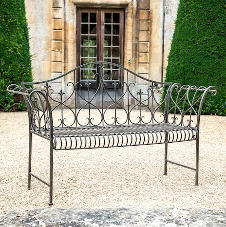 Brown metal new arrivals outdoor bench