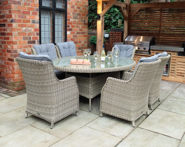 Buy AMIR Royalcraft Wentworth Rattan Ellipse 6 Seater Carver Dining Set