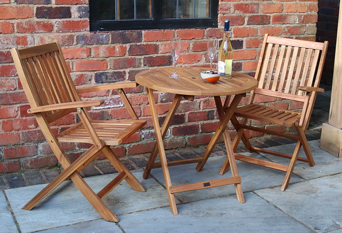Buy AMIR Royalcraft York Folding Hardwood Bistro Set with 2 Manhattan Folding Armchairs