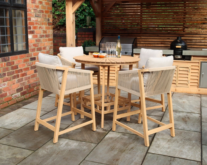 Buy A MIR Royalcraft Roma 4 Seater Rope Bar Set with Deluxe Chairs Acacia Hardwood