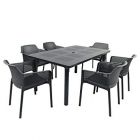 Libeccio Anthracite Dining Table with 6 Net Chairs