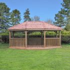 Forest 6m Premium Oval Cedar Roof Gazebo (see smaller photos for details of benches)