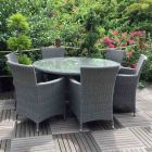 Royalcraft Paris Slate Grey Rattan 6 Seater Round Dining Set