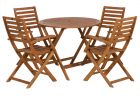 Manhattan Hardwood Round Folding Garden Table and 4 Manhattan Folding Armchairs