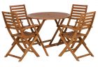 Manhattan Hardwood Round Folding Garden Table and 4 Manhattan Folding Armchairs