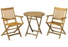 Royalcraft York Folding Hardwood Bistro Set with 2 Manhattan Armchairs