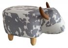 Gardeco Moonlight The Dappled Grey and White Cow Velvet Footstool