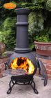 Gardeco Toledo Ex-Large Black Cast Iron Chiminea with BBQ Grill