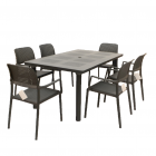 Libeccio Anthracite Table with 6 Bora Chairs
