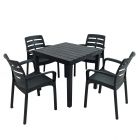 Roma Anthracite Square Dining Table with 4 Siena Chairs