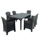 Salerno Anthracite Dining Table with 6 Sicily Chairs