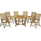 Royalcraft Henley Hardwood Round Gateleg Garden Table with Lazy Susan and 6 Manhattan Recliner Chairs (4 chair set shown)