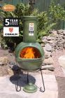 Gardeco Sempra Chimalin AFC Clay Large Glazed Green Chiminea