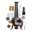 Gardeco Tia Large Bronze Steel and Cast Iron Chiminea with Accessories