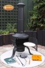 Gardeco Tia Large Black Steel and Cast Iron Chiminea with Accessories
