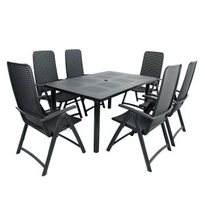 Libeccio Anthracite Dining Table with 6 Darsena Chairs