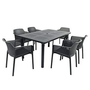 Libeccio Anthracite Dining Table with 6 Net Chairs