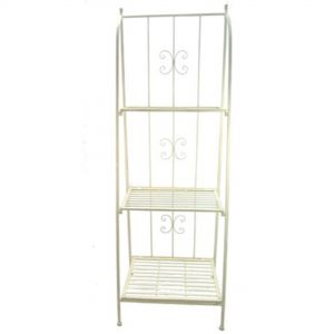 3-Tier Cream Metal Folding Shelves