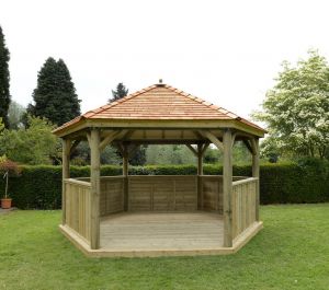 Forest 4.7m Hexagonal Cedar Roof Gazebo 