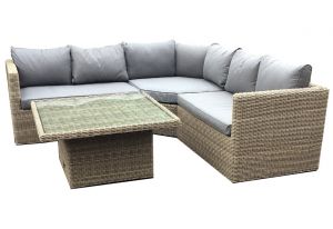 Royalcraft Wentworth Rattan 4 Piece Corner Lounging Set with Adjustable Table