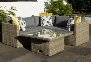 Royalcraft Wentworth Rattan 4 Piece Corner Lounging Set with Adjustable Table