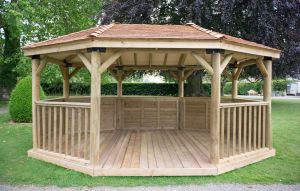 Forest 5.1m Premium Oval Cedar Roof Gazebo