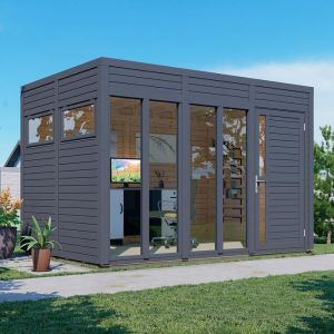 Rowlinson Bertilo Cubus 3 Office Log Cabin Anthracite 3.3m x 2.4m 