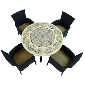 Avignon 110cm Dining Table with 4 Black Stockholm Chairs