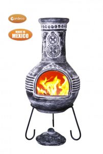 Gardeco Azteca Extra Large Mexican Clay Chiminea Anthracite Grey