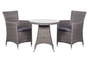 Royalcraft Paris Grey Rattan 2 Seater Carver Bistro Set