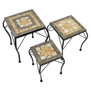 Brava Set of 3 Low Square Plant Stands/Side Tables