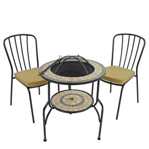 Brava Tall Firepit Table with 2 Milan Chairs