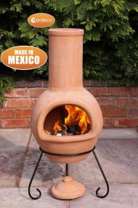 Gardeco Colima Large Mexican Clay Chiminea Natural Terracotta