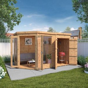 Mercia Corner Summerhouse with Side Shed 11x7