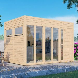 Rowlinson Bertilo Cubus 3 Office Log Cabin Natural 3.3m x 2.4m 