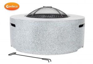 Gardeco Cylinder Garden Fire Pit with Grill Light Grey