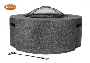 Gardeco Cylinder Garden Fire Pit with Grill Dark Grey