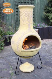 Gardeco Derwyn The Tree Extra Large Mexican Clay Chiminea Celtic Mustard