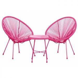 Royalcraft Monaco Pink 3 Piece Egg Chair Set